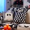 StaticPoster; Halloween Decor Pillow Covers 18x18 Inch,Set of 4 Halloween Decorations Outdoor Indoor Throw Pillow Covers, Hey Boo Cute Spooky Ghost Black Striped Linen Cushion Case for Home Sofa Couch Bed Chair; Category:Halloween Decorations; Image:3